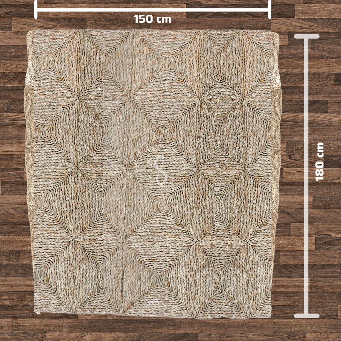 Decorative Diamond Area Rug Hand Woven Sea grass Rectangular Etsy