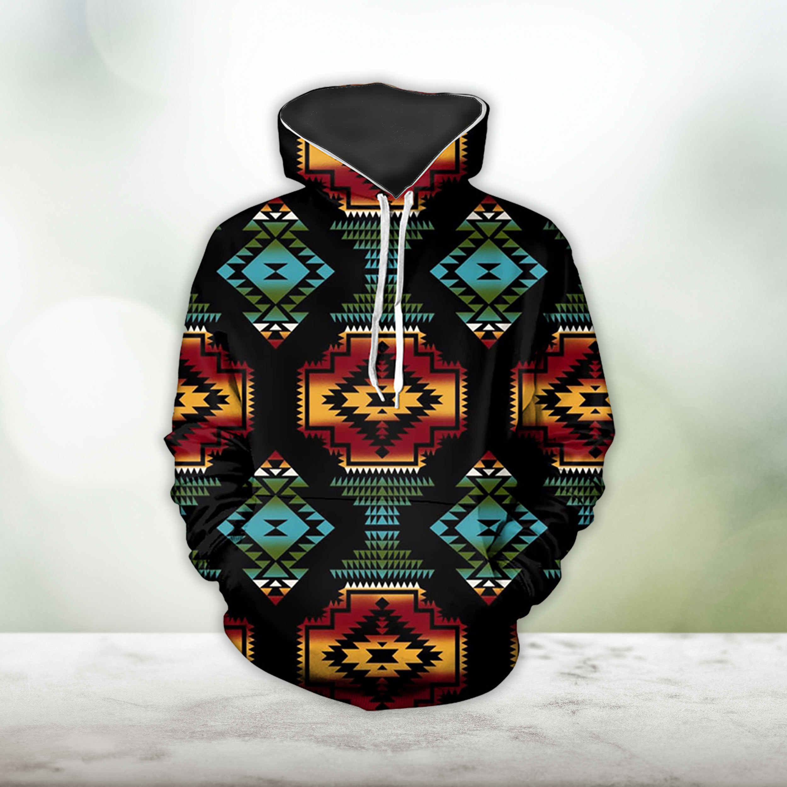 Discover Native American Patterns Black Red 3D Allover Printed Hoodie