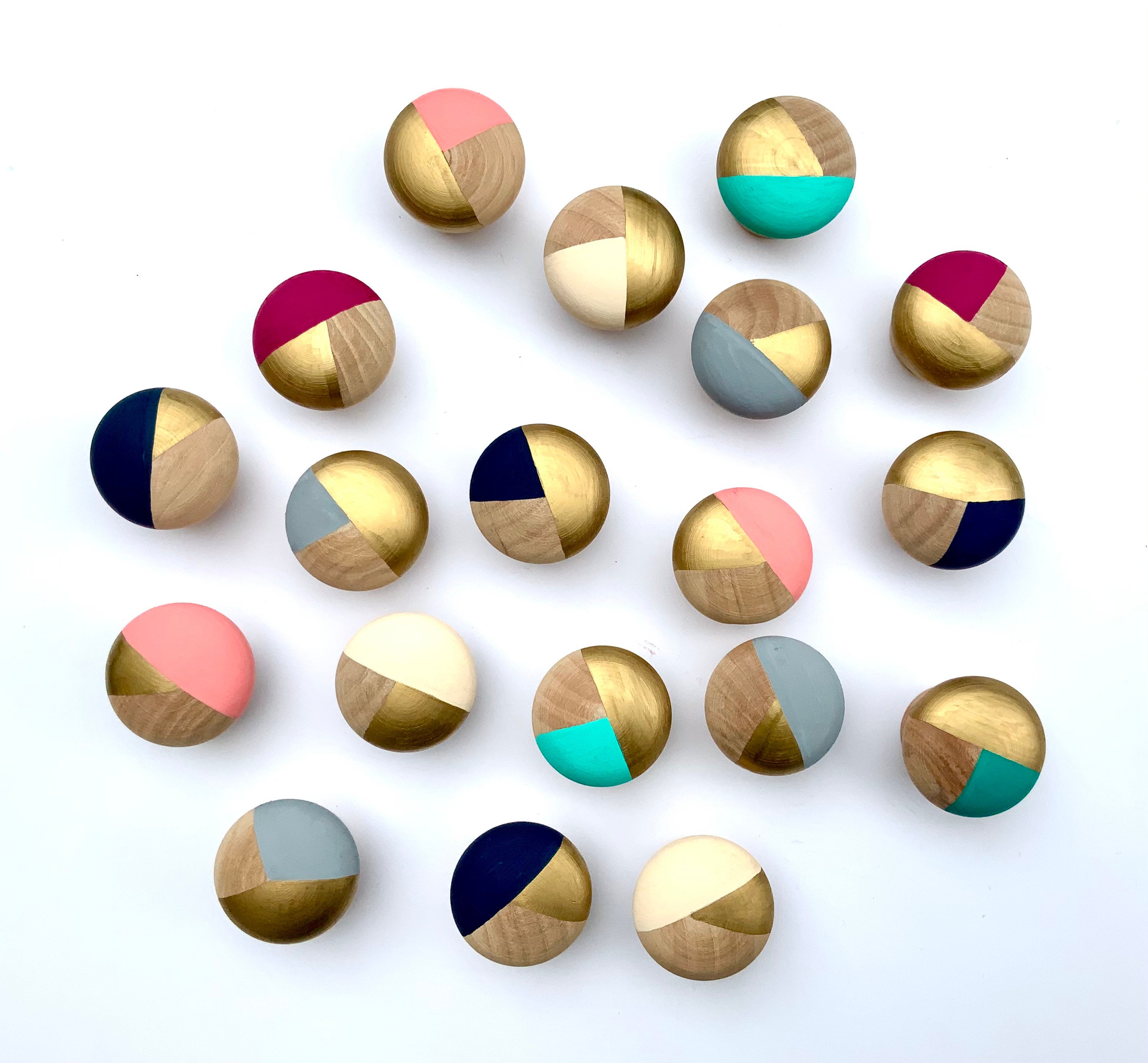Handpainted geometric wooden knobs/ furniture pulls by Helen Toluwa A…