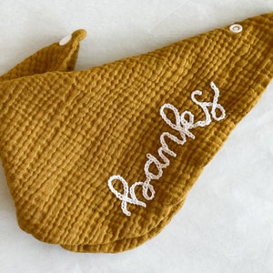 Personalized Hand Embroidered Infinity Bandana Baby Drool Bib Cotton Muslin image 8