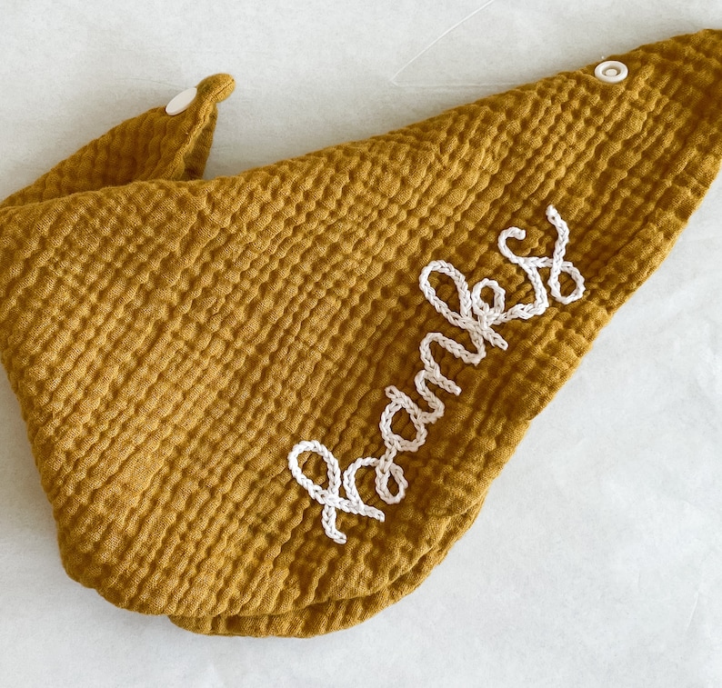 Personalized Hand Embroidered Infinity Bandana Baby Drool Bib Cotton Muslin image 8