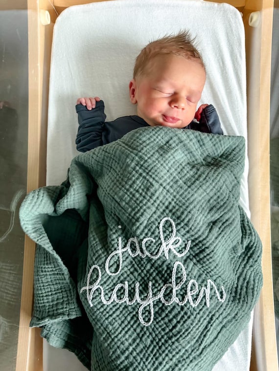 Personalized muslin baby blanket hotsell
