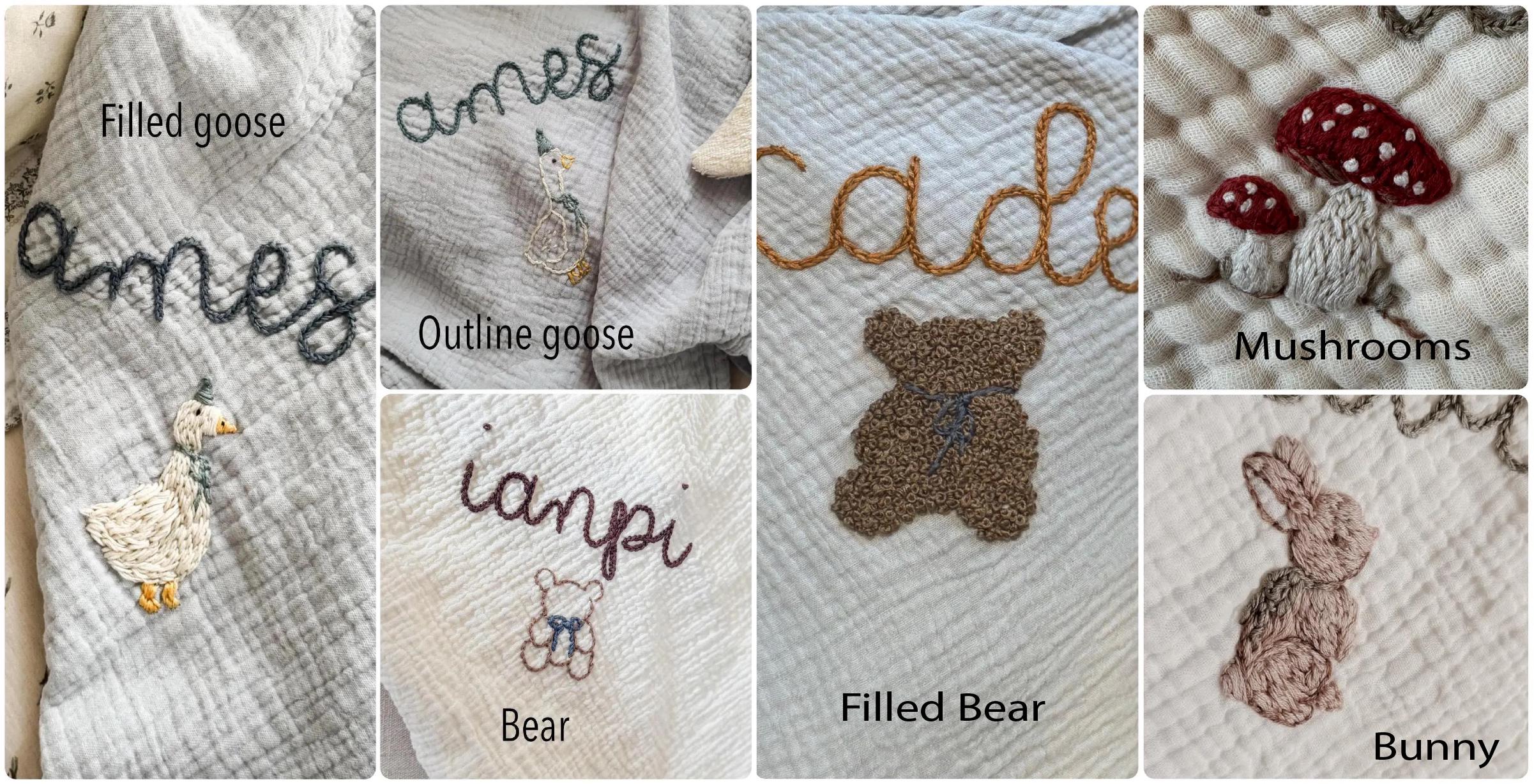 PRE-ORDER 9-Layer Muslin Quilt with hand embroidery - baby blanket , crib quilt, toddler, embroidered name