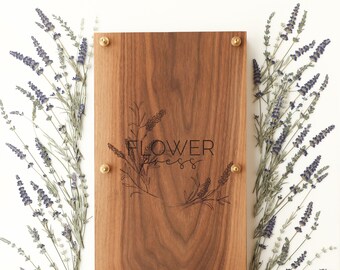 Large Flower Press with lavender wreath Design-Personalized Botanical flower herb press kit with modern floral design and brass hardware