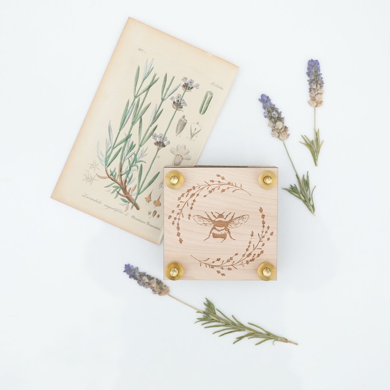 Miniature Flower Press with Lavender Wreath and Bee image 0