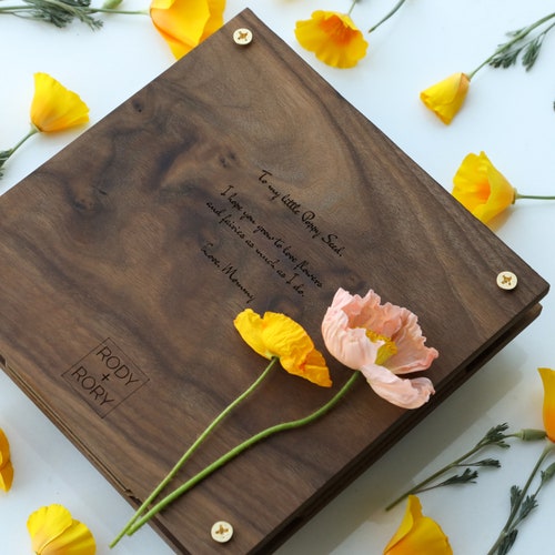 Flower Press with shops poppy flower design- Personalized botanical flower and leaf press kit with modern floral design and brass hardware