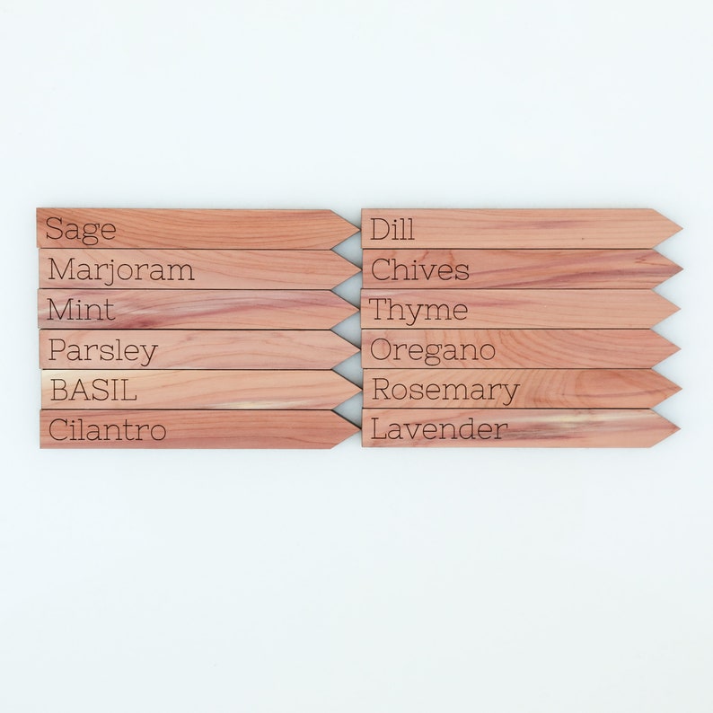 Wooden cedar herb markers Garden marker Herb sign image 6