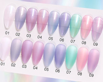 9 Colors Mermaid Glow UV/LED GEL Nail Polish 8ml | Holographic Unicorn Glow Manicure | Mermaid Pink Lavender Violet Purple Fuchsia Nails
