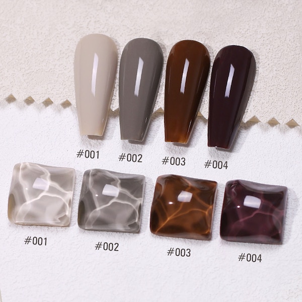 Fine Chocolate Set Purple GEL Nail Polish 8ml 4 Colors | Soak Off UV/LED Gel Polish | Beige Gray, Ash Gray, Chocolate Brown, Dark Red-Brown