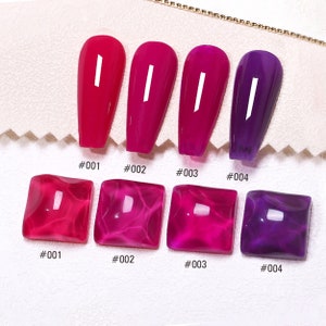 Dragon Fruit Set GEL Nail Polish 8ml 4 Colors | Soak Off UV/LED Gel Polish | Fuchsia Pink Purple Plum Nail Polish | Jelly or Full Coverage