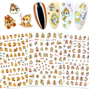 3 Sheets Lovely Squirrel Nail Art Stickers | Cute Cartoon Squirrels Nail Decals | Self Adhesive Nail Stickers