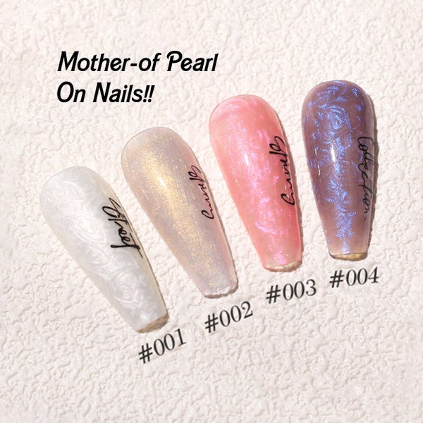 Mother-of-Pearl Set GEL Nail Polish 8ml 4 Colors | Soak Off UV Translucent Gel Polish | White Chrome Pearl Nail | Freshwater Pearl Nail Art