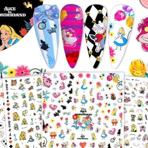 6 Sheets Alice Wonderland Nail Art Stickers the Cheshire Cat Etsy