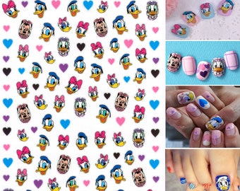 Cute Cartoon Duck Nail Stickers | Self Adhesive Nail Decals | Carnival, Amusement Park, Friends Party, Gift for Her | 3D Nail Decor