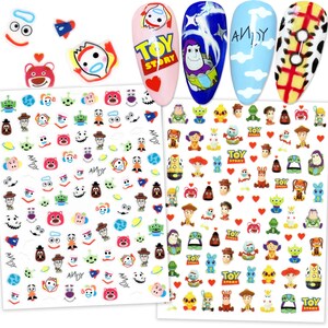 2 Sheets Toy Nail Stickers | Cute Cartoon Nail Decals | Fun Gifts for Kids & Friends