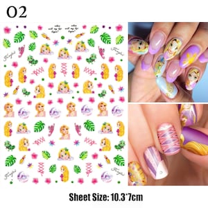 Rapunzel Tangled Princess Nail Art Stickers | Rapunzel and Piscal's Adventure | Princess Theme Nail Decals