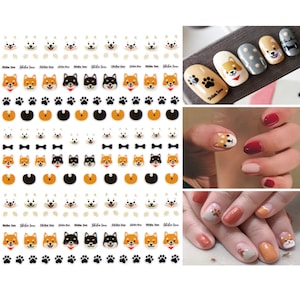 Super Cute Shiba Inu Doggy Paws Nail Art Stickers | Self Adhesive Nail Decals | Cute Small Puppy Corgi Dog Paws Prints Decals