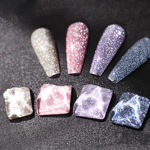 Cinderella's Night Reflective Diamond Set GEL Nail Polish 8ml 4 Colors | Crushed Diamond Glitter Soak Off UV/LED Gel Polish