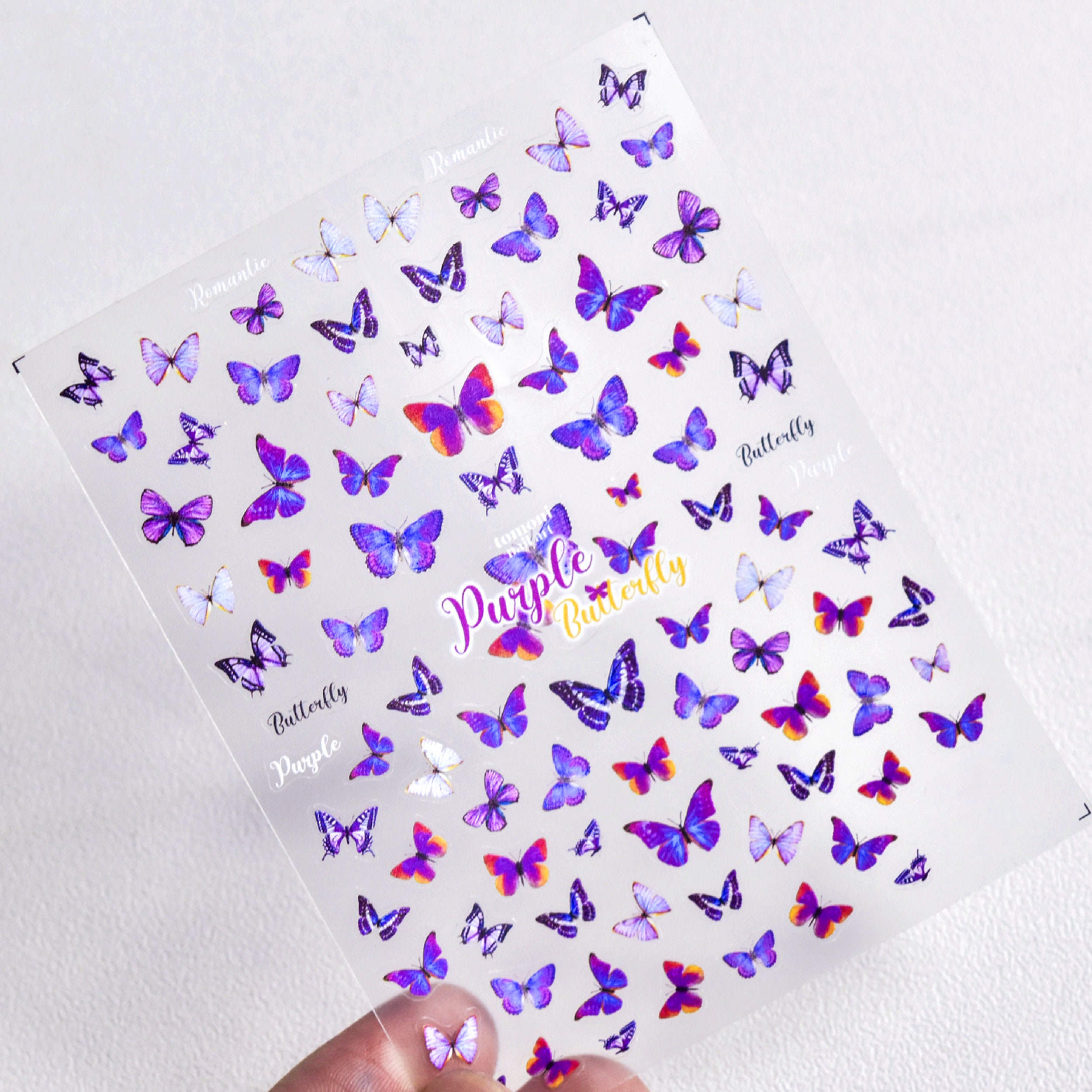 Purple Butterfly Nail Art Stickers Mystic Trendy Purple Etsy