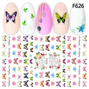 3 Large Sheets Fairy Butterfly Nail Art Stickers Best Butterfly & Flowers Nails DIY Cute Trendy Spring Summer Nail Art Deco Acrylic Nail F626