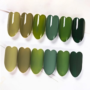 6 Shades of Green Set GEL Nail Polish 8ml 4 Colors | Soak Off UV/LED Gel Polish | Moss, Olive, Seaweed, Jade, Avocado, Forest Green Nail Art