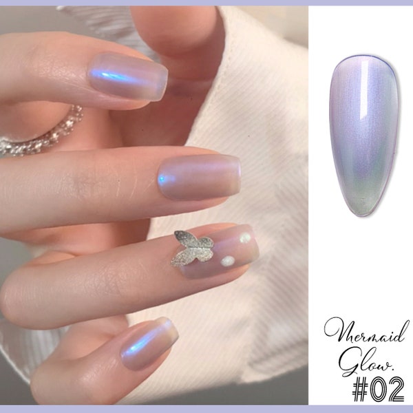 Periwinkle Blue with Violet Iridescence | Blossoming Holographic Baby Blue Shimmer | Mermaid Glow UV/LED Gel Nail Polish 8ml -Shade #02