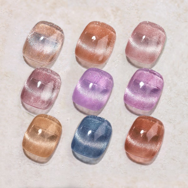New[2023] Desert Blush Set Nail GEL Polish 9 Colors with Cat Eye Magnet Powder | Holographic Reflective Glitter Effect | High Quality Gel
