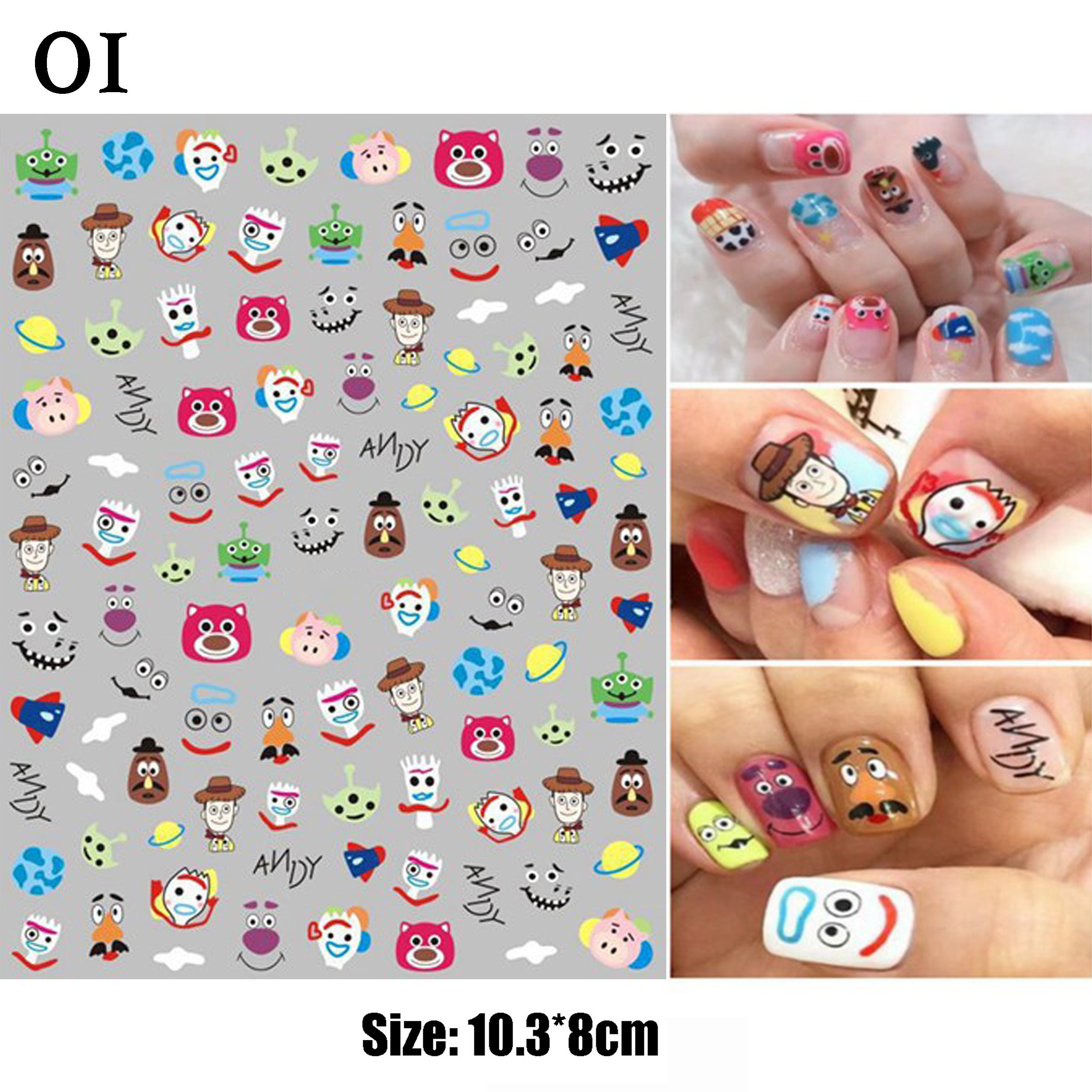 2 Sheets Toy Nail Stickers Cute Cartoon Nail Decals Fun - Etsy