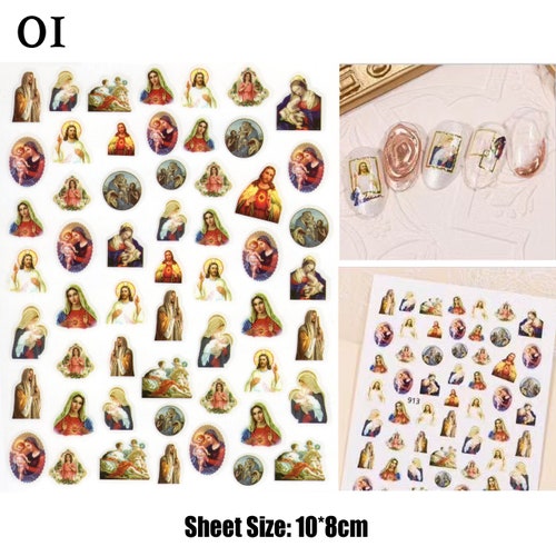 Jesus & Mary Christian Religion Nail Art Decals Nail Art Etsy