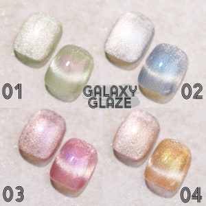 Galaxy Glaze Set GEL Nail Polish 8ml 4 Colors | Soak Off UV/LED Gel Polish | Glitter Shiny Cat Eye Gel Nail Polish | Magnetic Stick Required