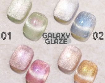 Galaxy Glaze Set GEL Nail Polish 8ml 4 Colors | Soak Off UV/LED Gel Polish | Glitter Shiny Cat Eye Gel Nail Polish | Magnetic Stick Required