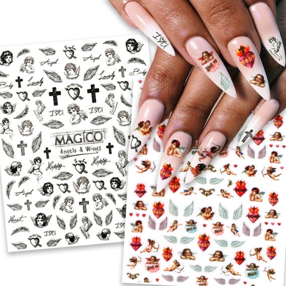 Angel Love|angel & Flower 3d Nail Stickers - Self-adhesive Cupid Decals For  Diy Manicure