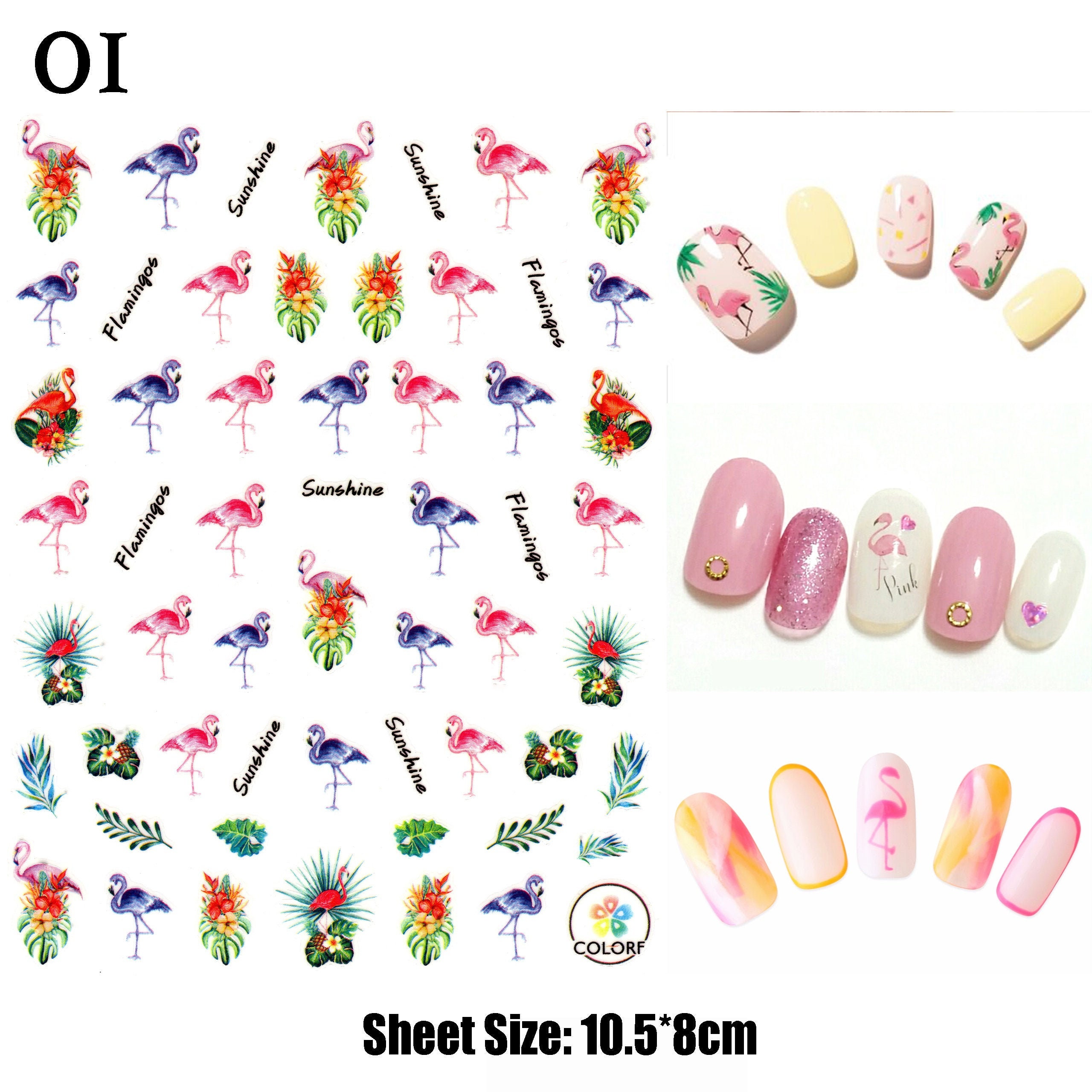 Pink & Blue Flamingo Nail Art Stickers Tropical Vacation Etsy UK