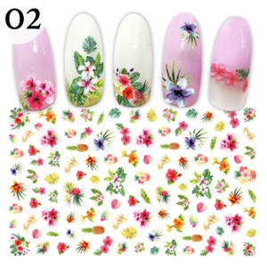 4 Sheets Tropical Birds & Flowers Nail Art Stickers - Etsy