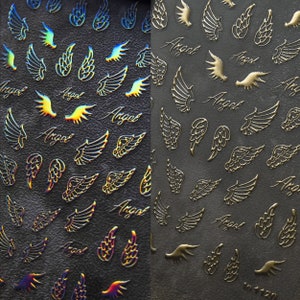2 Sheets 5D Angel Wings Nail Art Stickers | Self Adhesive Nail Decals
