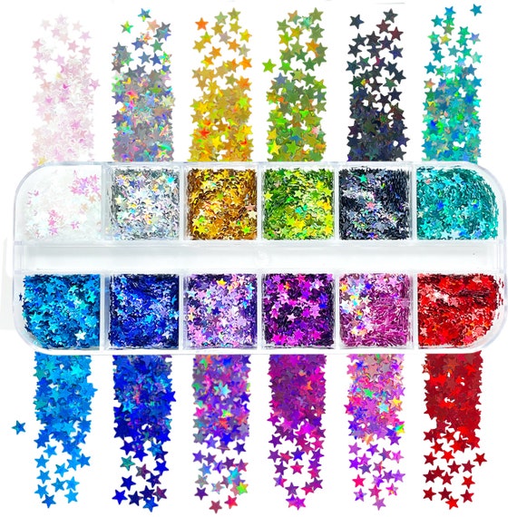 Laza 2g Chunky Glitter Mickey Mouse Shaped Confetti Nail Charms Holographic Sequins Stickers Sparkle For DIY Crafts Nail Art Decoration Party Face Body Make Up Resin - Laser Silver