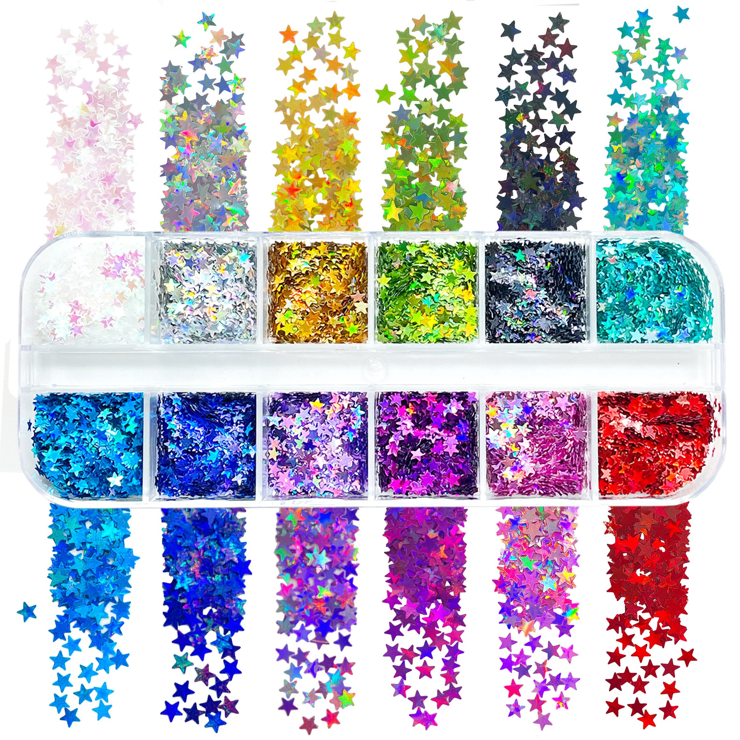 12 Colors Butterfly Glitter Nail Sequins - Holographic 3D Art Flakes For Makeup & DIY Decoration - Colorful Confetti Sticker Kit