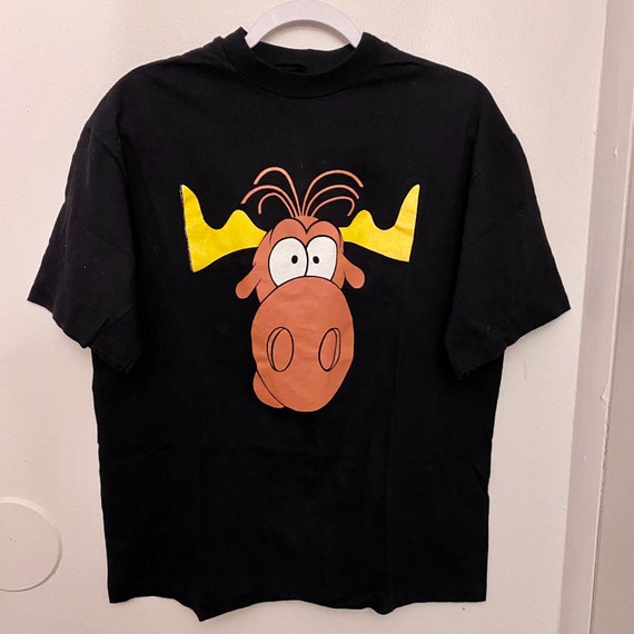 Vintage 1993 'Fruit of the Loom' Black Taco Bell Promo Rocky Bullwinkle Graphic
