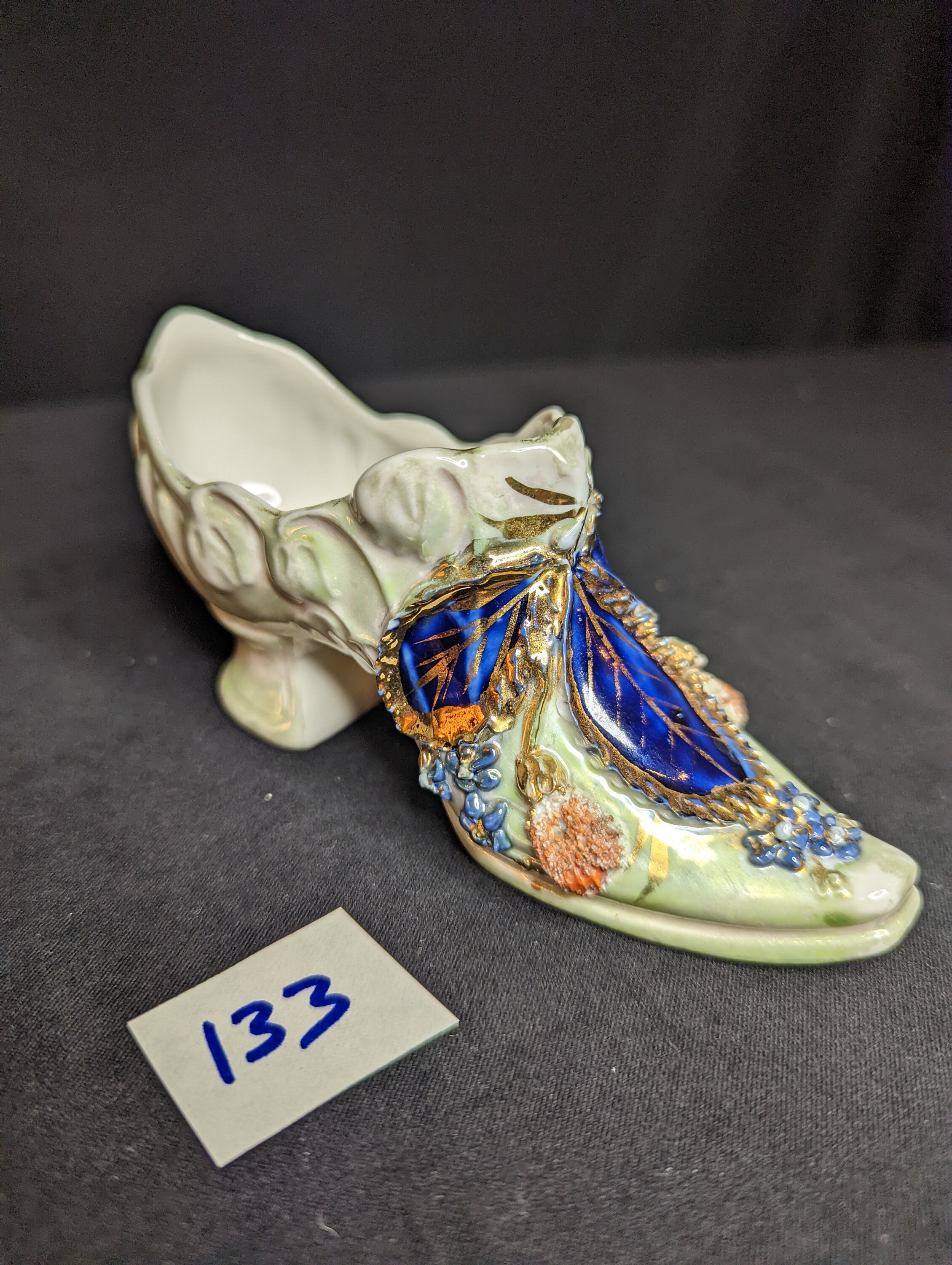 Vintage German Porcelain Glass Painted Shoe Souvenir Etsy