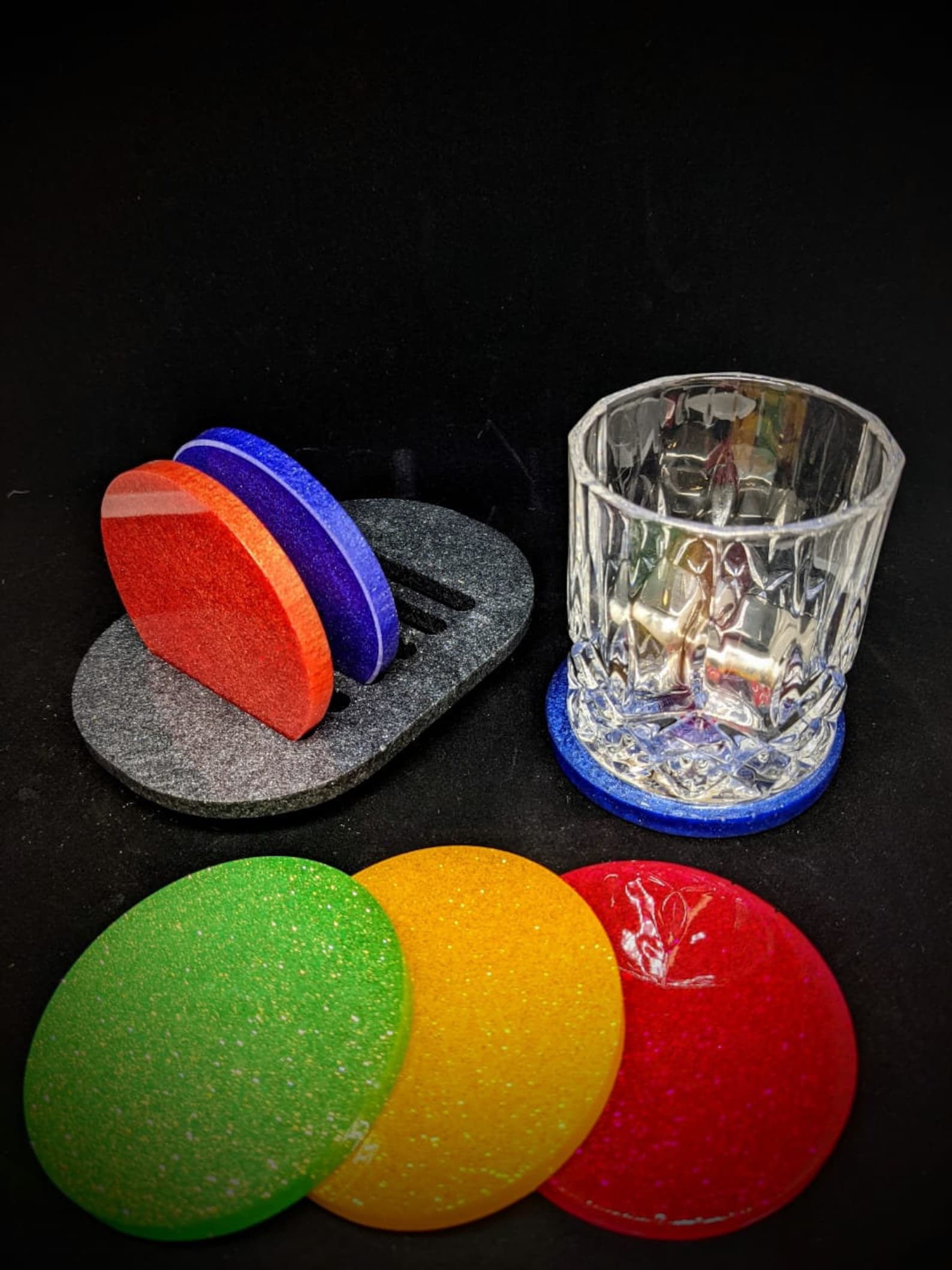 Epoxy resin coasters Set of 6 mini coasters with stand in Etsy