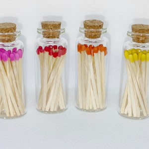 Matchstick Jar | Apothecary Safety Matches | Strike on Bottle | Color Matches