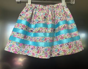 Girls Toddler Floral Ribbon Skirt