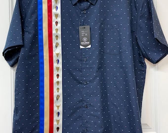 Men’s 3X Ribbon Shirt Short Sleeve Embellished with Ribbon by Eva Cantrell