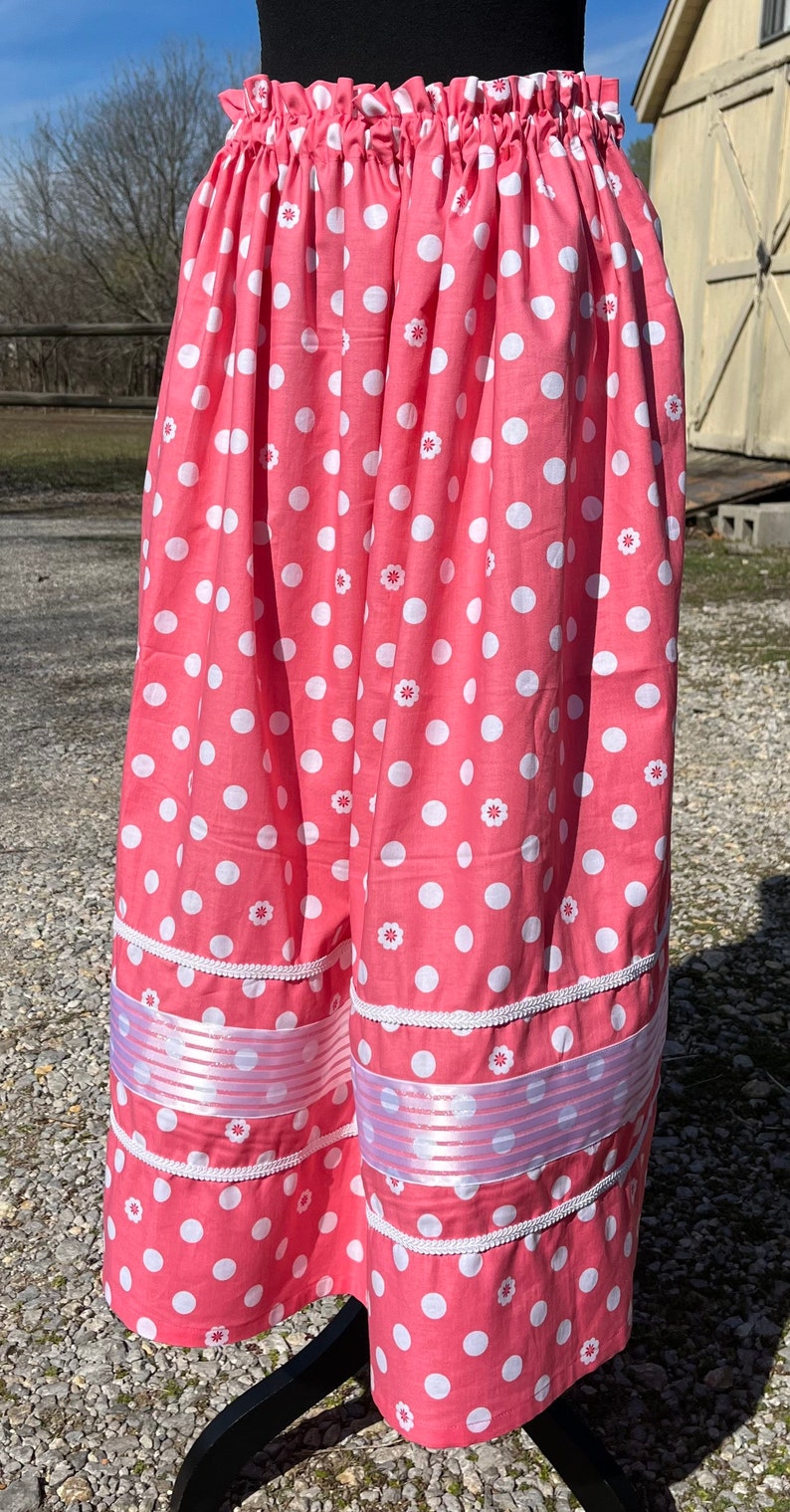 Pink and White Polka Dot Ribbon Skirt Etsy