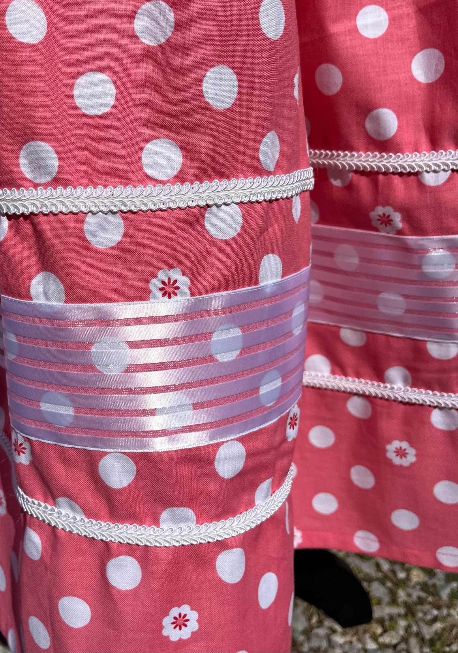 Pink and White Polka Dot Ribbon Skirt Etsy