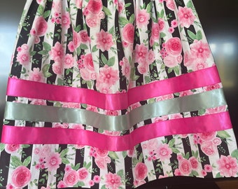 Girls Floral Ribbon Skirt