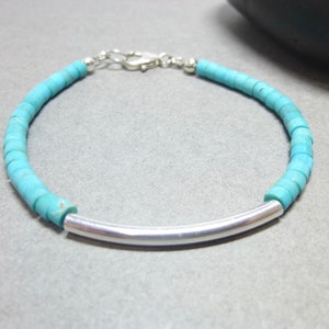 Unisex Kingman Turquoise Bracelet, December Birthstone For Him or For Her, Robin Egg Blue Turquoise and Sterling Silver Bracelet 画像 3
