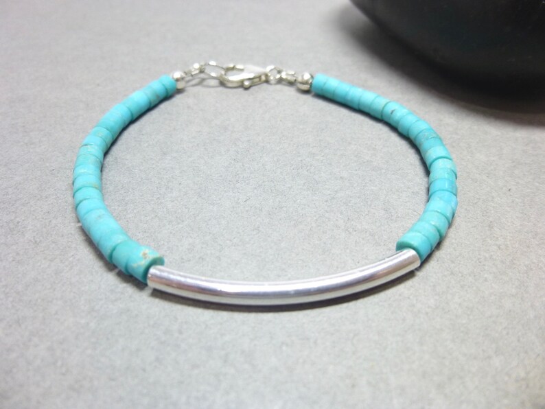 Unisex Kingman Turquoise Bracelet, December Birthstone For Him or For Her, Robin Egg Blue Turquoise and Sterling Silver Bracelet 画像 3