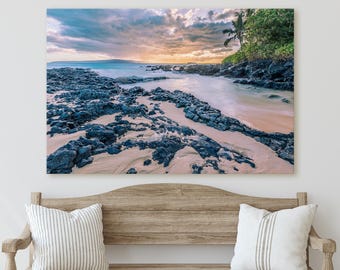 Hawaii Photography - Maui Volcanic Rocky Beach - Canvas, Metal, Paper Print - Landscape Wall Art and Home Decor - Fine Art Print