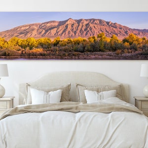 New Mexico Photography - Albuquerque Sandia Mountains Fall - Panorama Canvas Print - Landscape Wall Art and Home Decor - Fine Art Print
